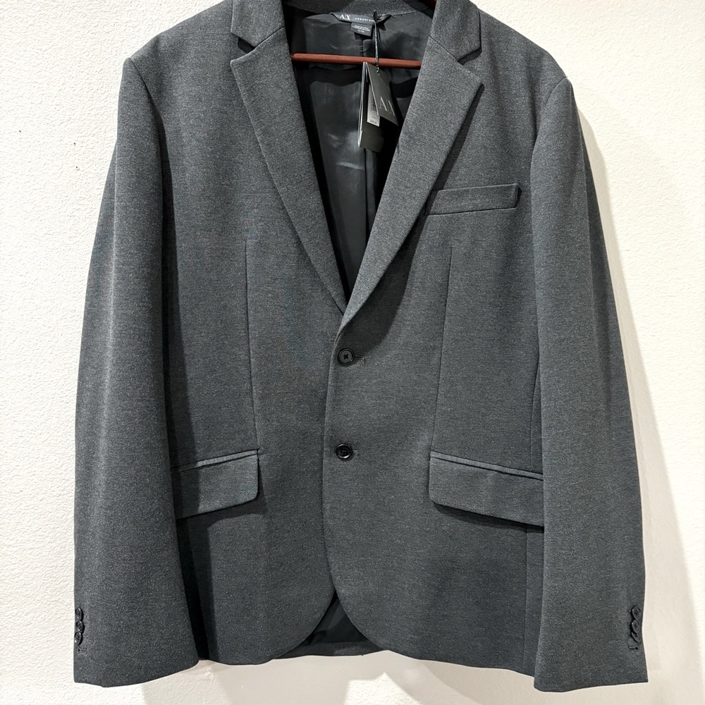 🎉Mens Armani Exchange Single Breasted Charcoal Blazer Faux Pockets Size XL BNWT